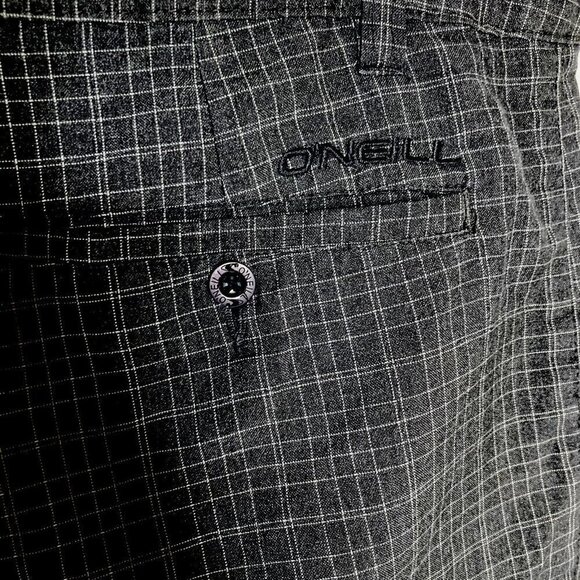 O'Neill Mens Gray Window Pane Plaid Flat Front Casual Bermuda Golf Shorts-38 - Picture 6 of 13